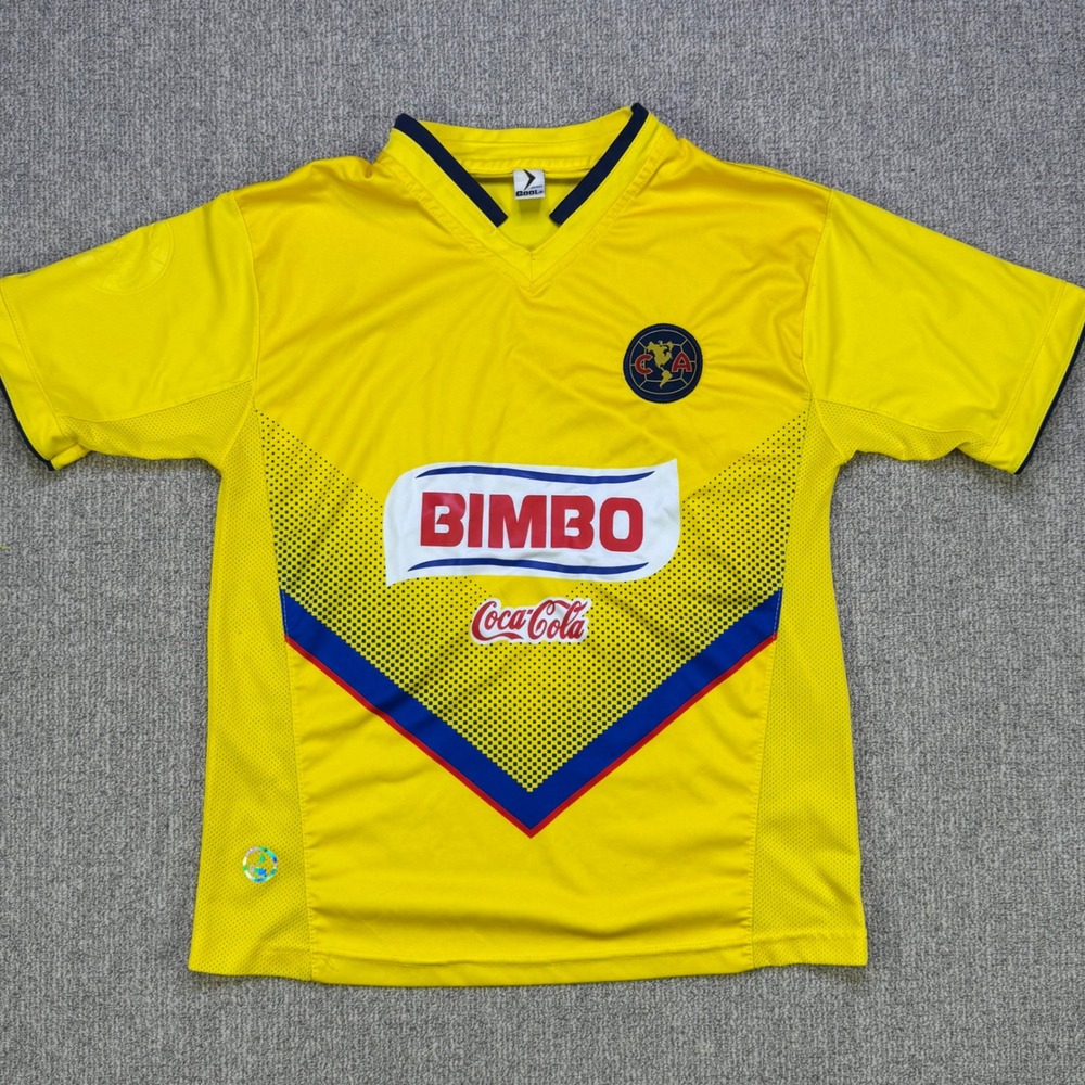 Club America Gool Soccer Jersey Kids Juvenil Yellow Bimbo Coca Cola V-Neck Shirt